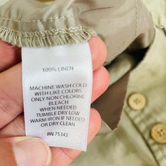 Cynthia Rowley Linen Shorts Size 4 | Tan Button-Front High Waist Summer Short - Picture 9 of 9